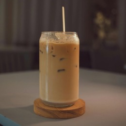 a cup of coffee on a table