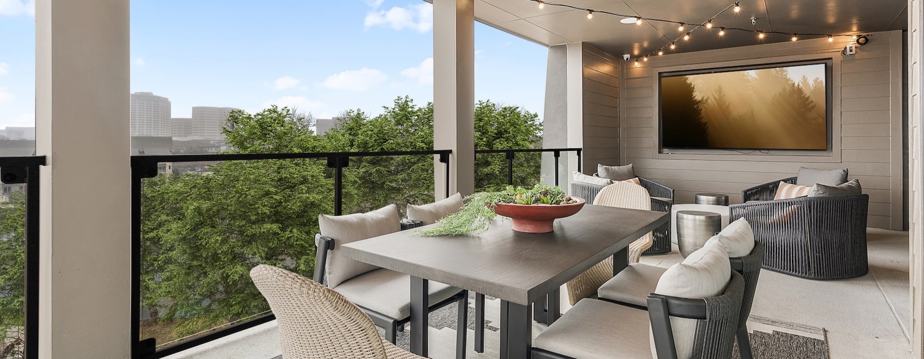 a room with a table and chairs